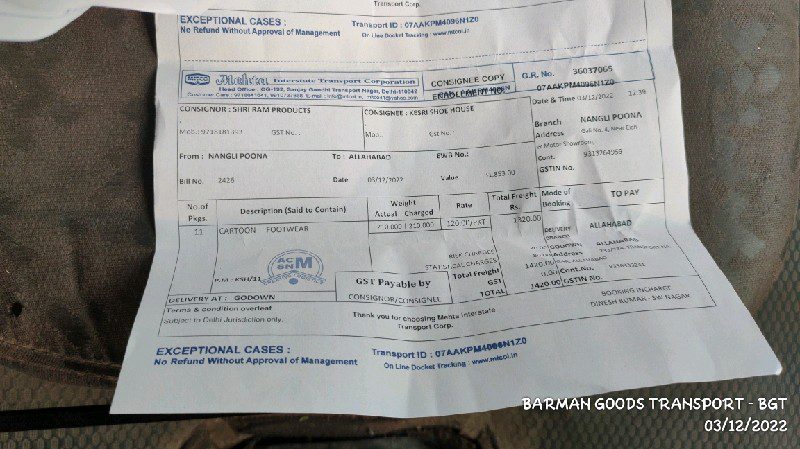 Mehta Transport Corporation of India - Transport || Nangli Poona