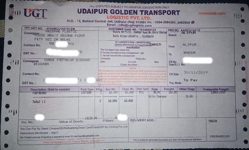 Udaipur Golden Transport Company - Transport || Alipur